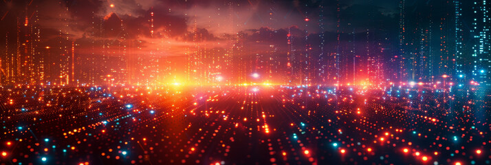 Digital background for tech, AI, neural networks, data, audio, graphics