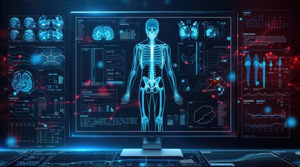 Healthcare and medicine, Human, Modern interface screen on laboratory