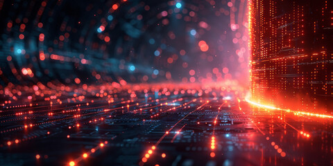 Digital background for tech, AI, neural networks, data, audio, graphics
