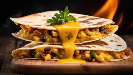 Sticker - Savoring the Essence, A Traditional Mexican Taco with Cheesy Flair