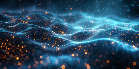 Digital background for tech, AI, neural networks, data, audio, graphics