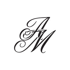 Canvas Print - AM initial monogram logo	