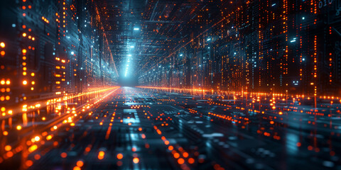 Digital background for tech, AI, neural networks, data, audio, graphics
