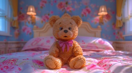 Wall Mural - teddy bear in the bedroom