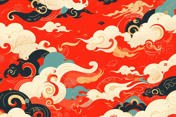 Wall Mural - Chinese traditional auspicious cloud background picture, festive festival background illustration