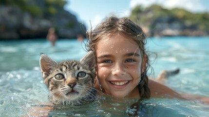 Wall Mural - child playing in the pool