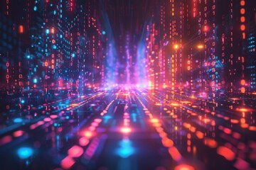 Digital Binary Technology Background created with Generative AI