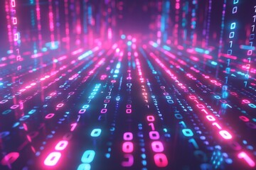 Digital Binary Technology Background created with Generative AI