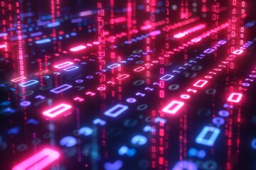 Digital Binary Technology Background created with Generative AI