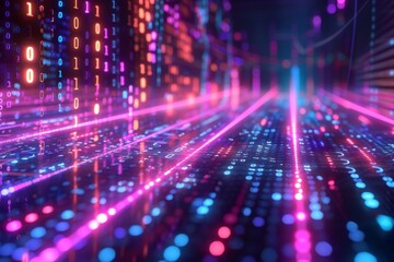 Digital Binary Technology Background created with Generative AI