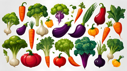 Wall Mural - Many vegetables together icon logo symbol emblem on the white background Generative AI