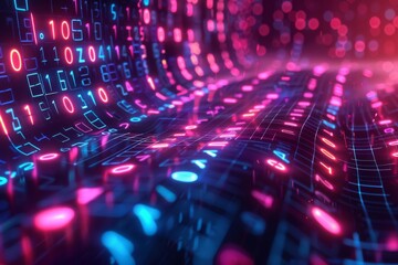 Digital Binary Technology Background created with Generative AI