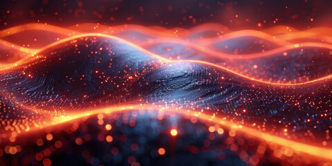 Digital background for tech, AI, neural networks, data, audio, graphics