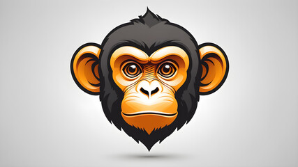 Wall Mural - Monkey logo icon symbol emblem on the white background Generative AI