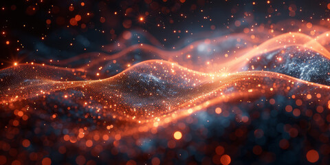 Digital background for tech, AI, neural networks, data, audio, graphics