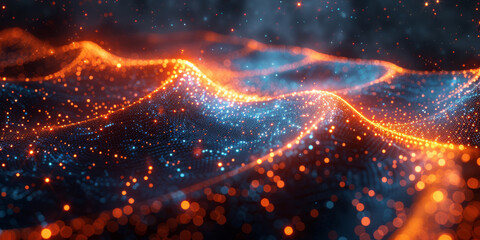 Digital background for tech, AI, neural networks, data, audio, graphics
