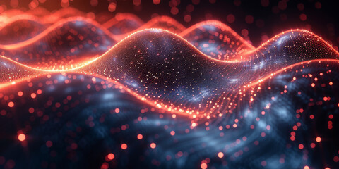 Digital background for tech, AI, neural networks, data, audio, graphics