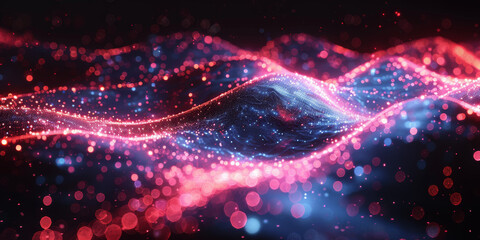 Digital background for tech, AI, neural networks, data, audio, graphics
