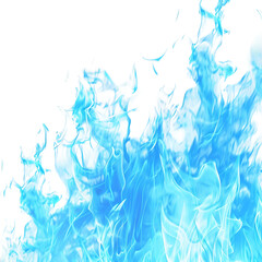 Energetic blue flame on transparent background