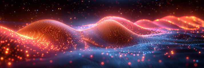 Digital background for tech, AI, neural networks, data, audio, graphics