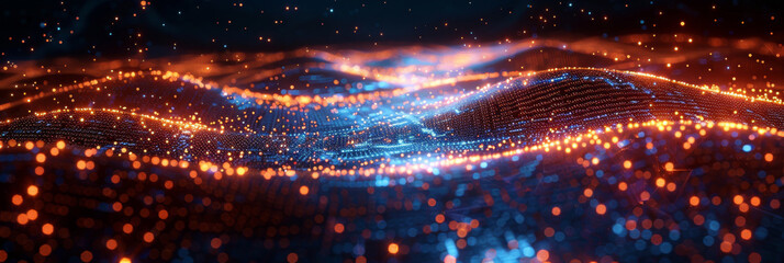 Digital background for tech, AI, neural networks, data, audio, graphics