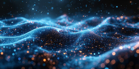 Digital background for tech, AI, neural networks, data, audio, graphics