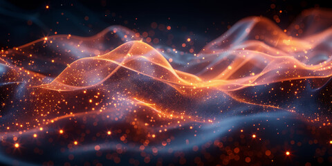 Digital background for tech, AI, neural networks, data, audio, graphics