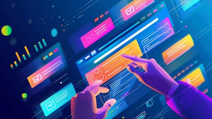 Efficient Task Management Person Updating Digital Checklist in HighResolution Stock Image