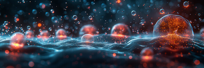 Digital background for tech, AI, neural networks, data, audio, graphics