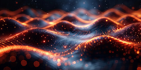 Digital background for tech, AI, neural networks, data, audio, graphics
