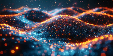 Digital background for tech, AI, neural networks, data, audio, graphics