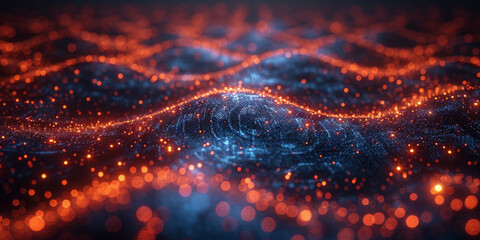 Digital background for tech, AI, neural networks, data, audio, graphics