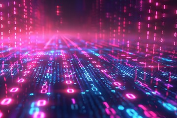 Digital Binary Technology Background created with Generative AI
