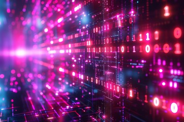 Digital Binary Technology Background created with Generative AI