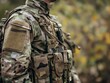 © VISUAL BACKGROUND - A soldier in camouflage gear standing in the woods.
