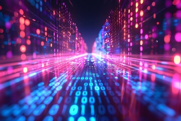 Digital Binary Technology Background created with Generative AI