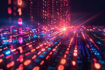 Digital Binary Technology Background created with Generative AI