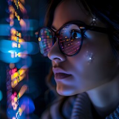 Female Programmer Analyzing Code