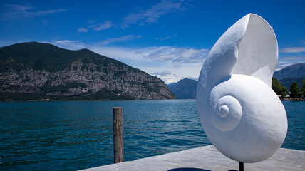 view from the lake iseo, north italy, brescia