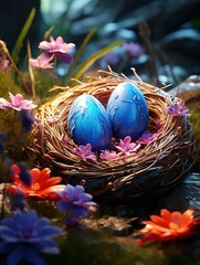 Canvas Print - easter eggs in nest