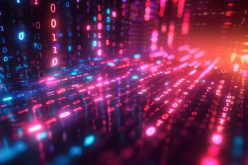 Digital Binary Technology Background created with Generative AI