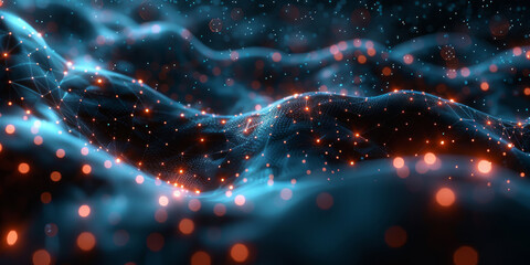 Digital background for tech, AI, neural networks, data, audio, graphics