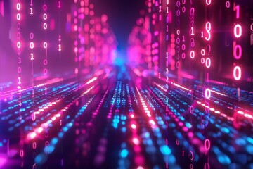 Digital Binary Technology Background created with Generative AI