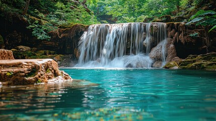 Poster - waterfall in the forest