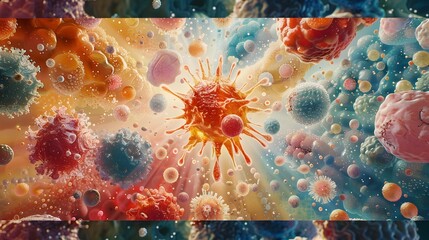 Wall Mural - Vibrant Cellular Visualization of Immune System Support