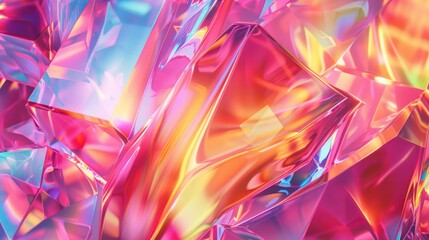 Wall Mural - close up of colorful geometric crystal texture background, 3d rendering. generative ai image