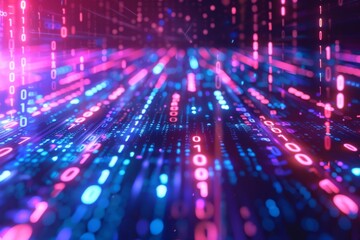 Digital Binary Technology Background created with Generative AI
