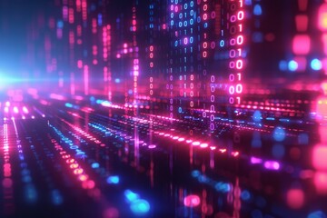 Digital Binary Technology Background created with Generative AI