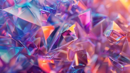 Wall Mural - close up of colorful geometric crystal texture background, 3d rendering. generative ai image