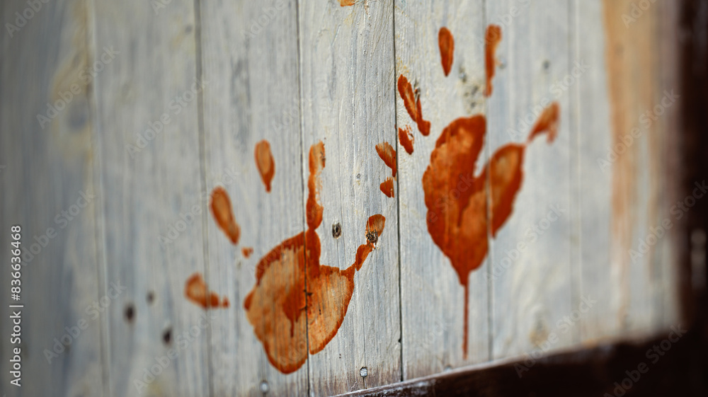 Crime scene reveals horror with bloody handprints on the wall ...